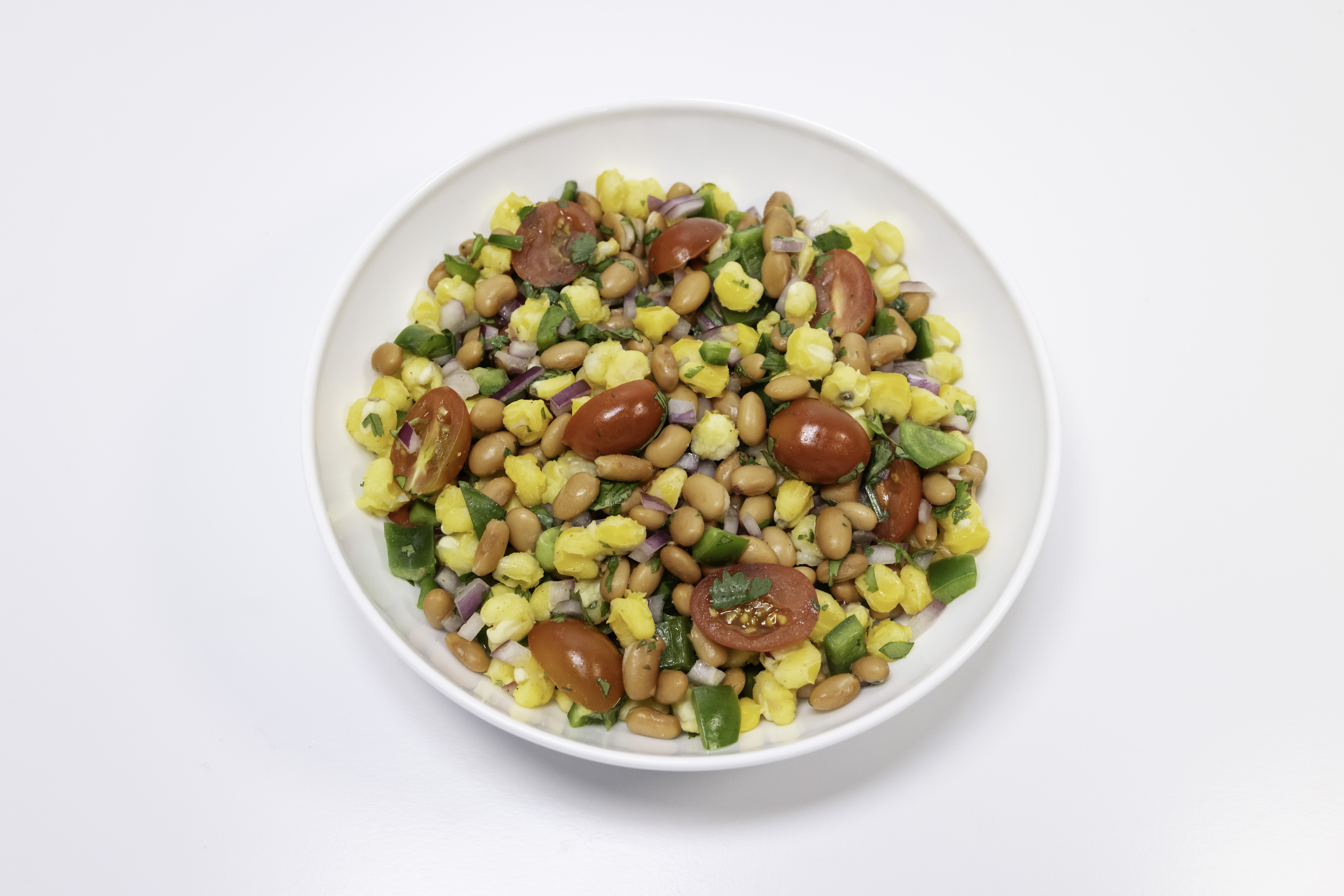 a bowl of Bean and Hominy Salad