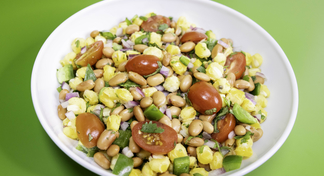 a bowl of Bean and Hominy Salad