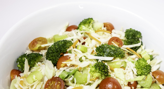 A bowl of Garden Vegetable Coleslaw