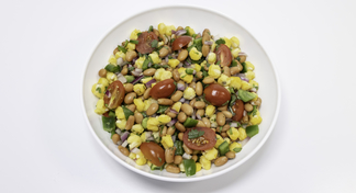 a bowl of Bean and Hominy Salad