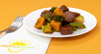 a plate of One Pan Sausage and Vegetables