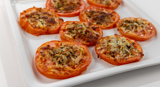 A plate of baked tomatoes