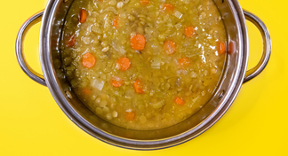 A pot full of split pea soup