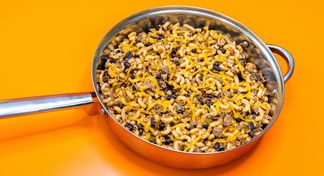 A saute pan of Chili Macaroni Skillet
