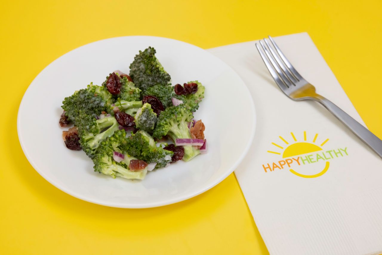 A plate of Broccoli Cranberry Salad