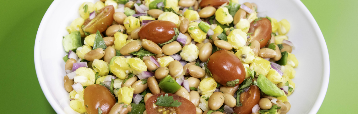 a bowl of Bean and Hominy Salad