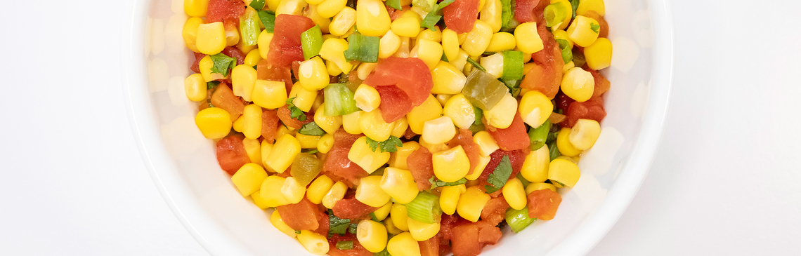 A bowl of Corn and Green Chilies Salad 