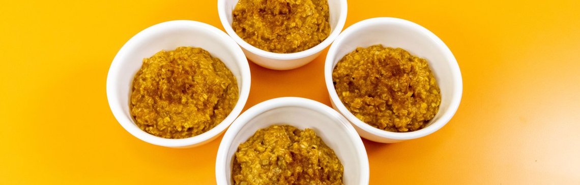 4 bowls of Cooked Oatmeal with Pumpkin
