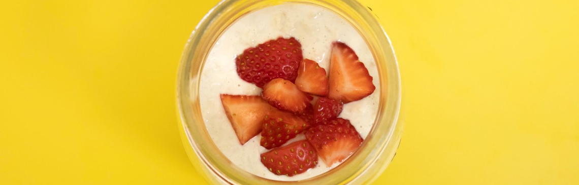 A jar with Peanut Butter Overnight Oats