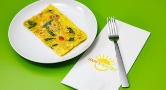 A plate with one segment of sheet pan eggs