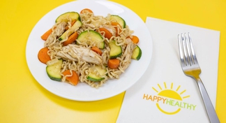 A plate of Ramen Chicken Teriyaki