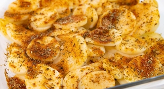 A baking pan of Spiced Up Potatoes