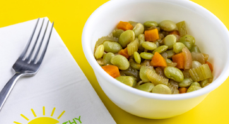 A white bowl of Lima Beans
