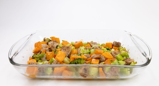A pan of Baked Italian Pork & Vegetables
