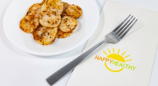 A white plate loaded with Spiced Up Potatoes