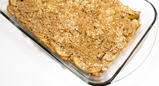 Apple crisp in a baking dish