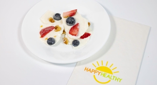 A white plate with Frozen Yogurt Bark