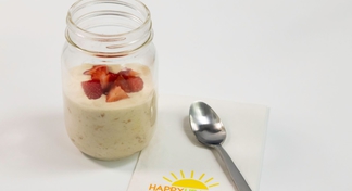 A jar with Peanut Butter Overnight Oats