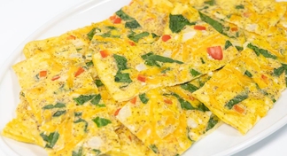 A pan of sheet pan eggs